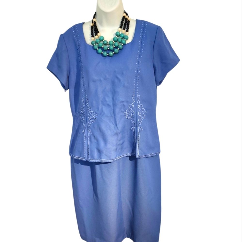 Jessica Howard vintage embroidered lined fabric woman dress 12.